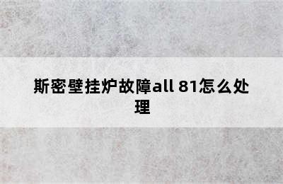 斯密壁挂炉故障all 81怎么处理